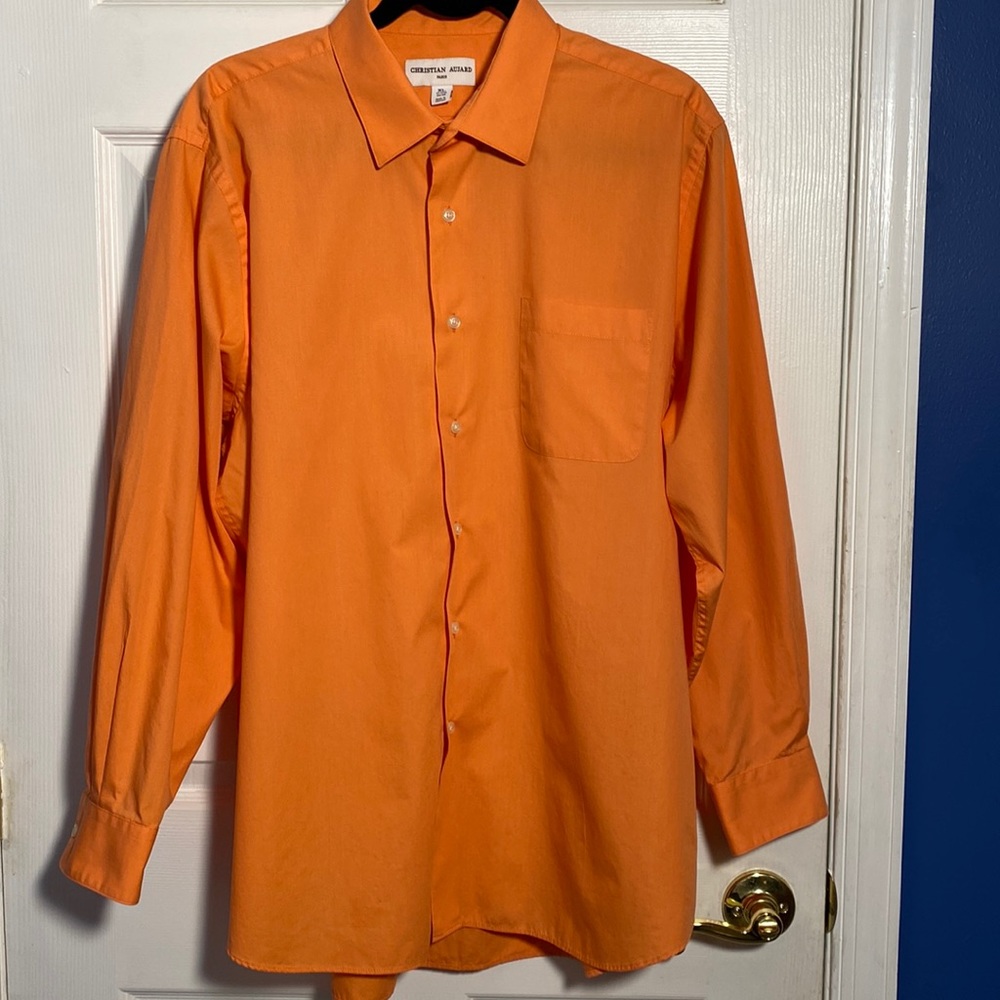 Christian Aujard Paris Men’s Dress Shirt, Orange, XL 17-17 1/2